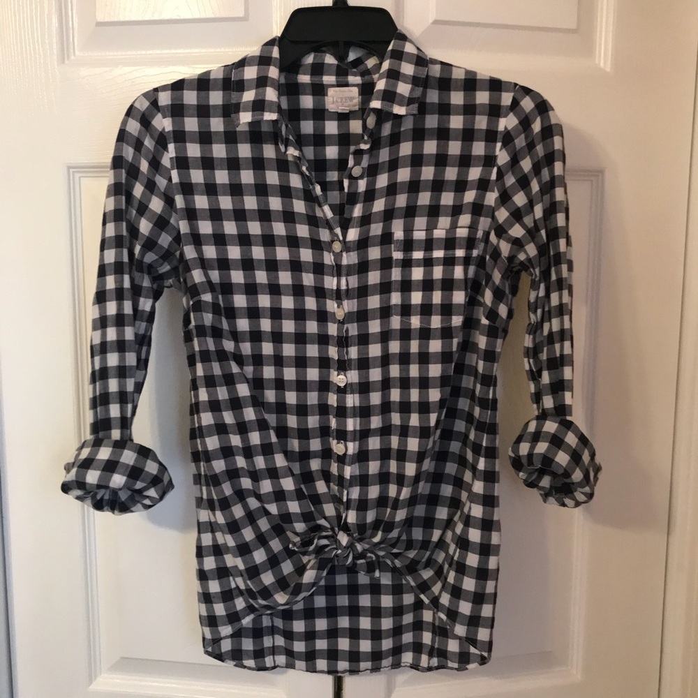J. Crew long sleeved gingham pattern button up